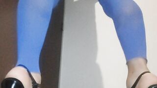 Blue lingerie solo crossdresser