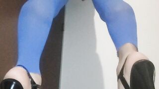 Blue lingerie solo crossdresser