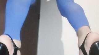 Blue lingerie solo crossdresser