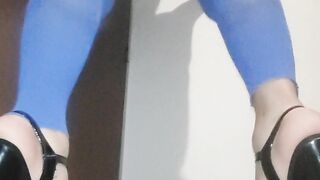Blue lingerie solo crossdresser