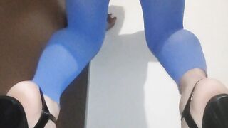 Blue lingerie solo crossdresser