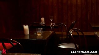 Vegas tgirl blackjack turns hardcore as Paris strips Chris naked then takes his ass