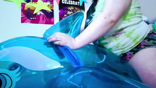 urinating on my pool plaything and then romping it in the bathroom