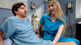 Busty trans nurse Janelle Fennec handles her patients boner