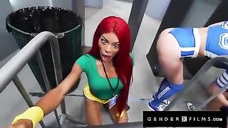 GENDERXFILMS - Security Guards Lola Morena Adira Allure Rail Aficionado Man meat at Soccer Game