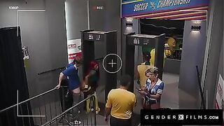 GENDERXFILMS - Security Guards Lola Morena Adira Allure Rail Aficionado Man meat at Soccer Game