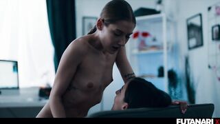 Futa Girl-girl Stepsisters - Tgirl T-girl Boinks & Creampies Nerdy Platinum-blonde Woman