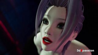 Huge-boobed transgirl Bonny pummels spectacular damsel wet in dark cyberpunk corner – gonzo rectal & blowjob