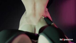 Huge-boobed transgirl Bonny pummels spectacular damsel wet in dark cyberpunk corner – gonzo rectal & blowjob