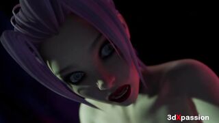 Huge-boobed transgirl Bonny pummels spectacular damsel wet in dark cyberpunk corner – gonzo rectal & blowjob