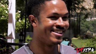 Platinum-blonde T-girl Multiracial Three-way