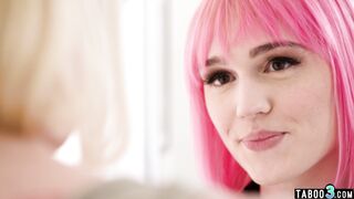 Curious blonde lesbian teen Marilyn Johnson wants a wild ride on a TS cock