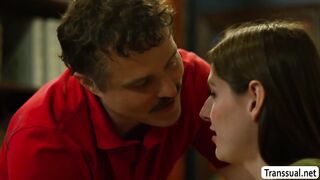 Privately observing this crimson-steaming TRANSSEXUAL librarian