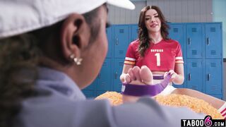 Two femboy cheerleaders fuck the sexy black college doctor