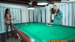 Inhaled the traveca's trouser snake after snooker