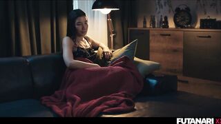 Tgirl Gets bigger Futa Pink cigar - Solo Transgirl Guts Climax With Explosions of SPUNK