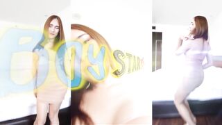 Ladyboystar - Cock-squeezing red-haired t-girl enjoys ass-fuck hookup and my jism on her face