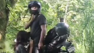 Bikers veer off the road for a quickie