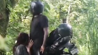 Bikers veer off the road for a quickie