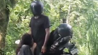 Bikers veer off the road for a quickie