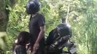 Bikers veer off the road for a quickie