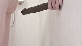 Sissy takes BIG BLACK COCK in the bathroom