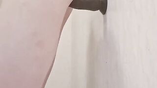 Sissy takes BIG BLACK COCK in the bathroom