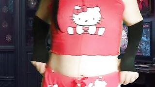 White Womanish Pretty Sissy in Sweet Cut-offs Arse Dance
