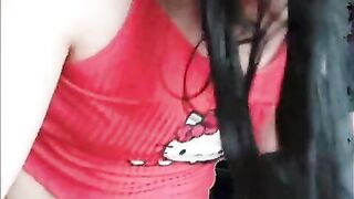 White Womanish Pretty Sissy in Sweet Cut-offs Arse Dance