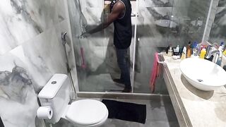 The bitch took a black stiffy in her bum.