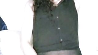 Gothic gal jacks and plays with her butt.