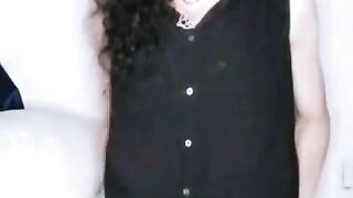 Gothic gal jacks and plays with her butt.