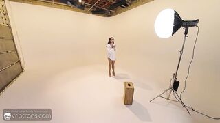 VRB Trans: Brown-haired T-Lady Model In Undergarments Bj's a Monstrous Shaft During Pic Sesh