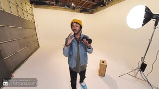 VRB Trans: Dark-haired T-Lady Model In Underwear Fellates a Ginormous Trouser snake During Picture Sesh