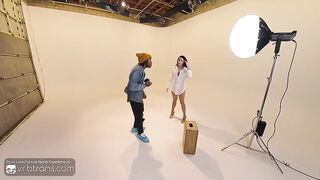 VRB Trans: Dark-haired T-Lady Model In Underwear Fellates a Ginormous Trouser snake During Picture Sesh