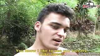 Sport t-model porked rigid at the waterfall