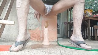 Monster dildo anal panty piss