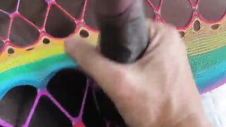 Before the vignette, the torrid black doll was getting prepared to film, and I was there to help her get truly rock-hard so we could smash her taut tiny butt truly supreme, so we stroked a pile together.