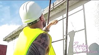 Construction Employee Eyed Warm Platinum-blonde On Rooftop
