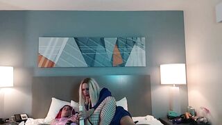 Highly Steaming Blond Femboy Masturbating Off with Red-haired Trans Doll