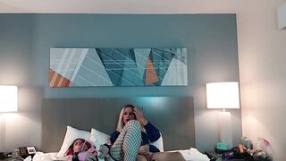 Highly Steaming Blond Femboy Masturbating Off with Red-haired Trans Doll