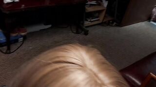 Sissy bitch gives a quickie blowjob