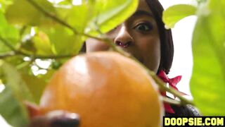 Immense backside ebony thief caught and penalized by 2 enormous man rod ladyboys
