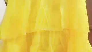 Indian Queer Crossdresser Gaurisissy gonzo fuck-fest in yellow Lehenga