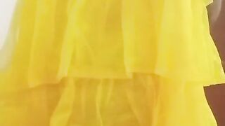 Indian Queer Crossdresser Gaurisissy gonzo fuck-fest in yellow Lehenga