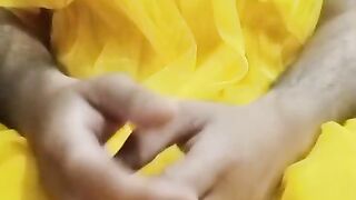Indian Queer Crossdresser Gaurisissy gonzo fuck-fest in yellow Lehenga