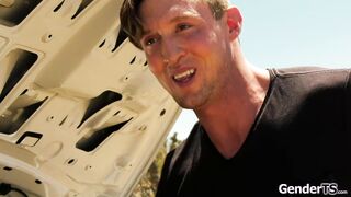 I anal fuck super hot tranny hitchhiker Khloe Kay in my van