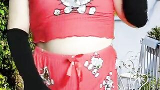 two Platinum-blonde in Pajama Juggling Rump Butt Uber-sexy Biotch T-model Crossdresser