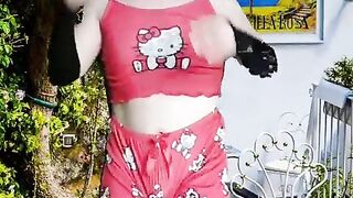two Platinum-blonde in Pajama Juggling Rump Butt Uber-sexy Biotch T-model Crossdresser