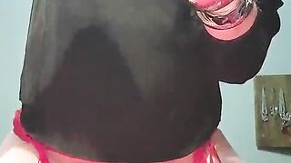 Huge-boobed Sissy Jizzing